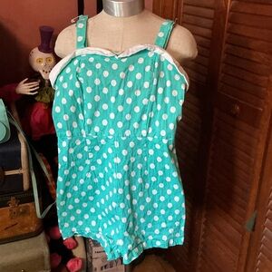 Amazon Teal Polka Dot Jumpsuit